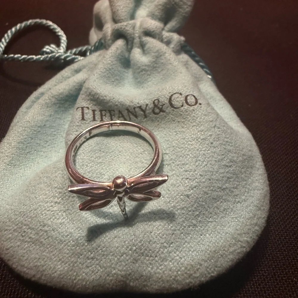 Authentic Tiffany & Co. Dragon Fly Ring Size 6 w/ Blue Tiffany Pouch Send Offer - Picture 2 of 3